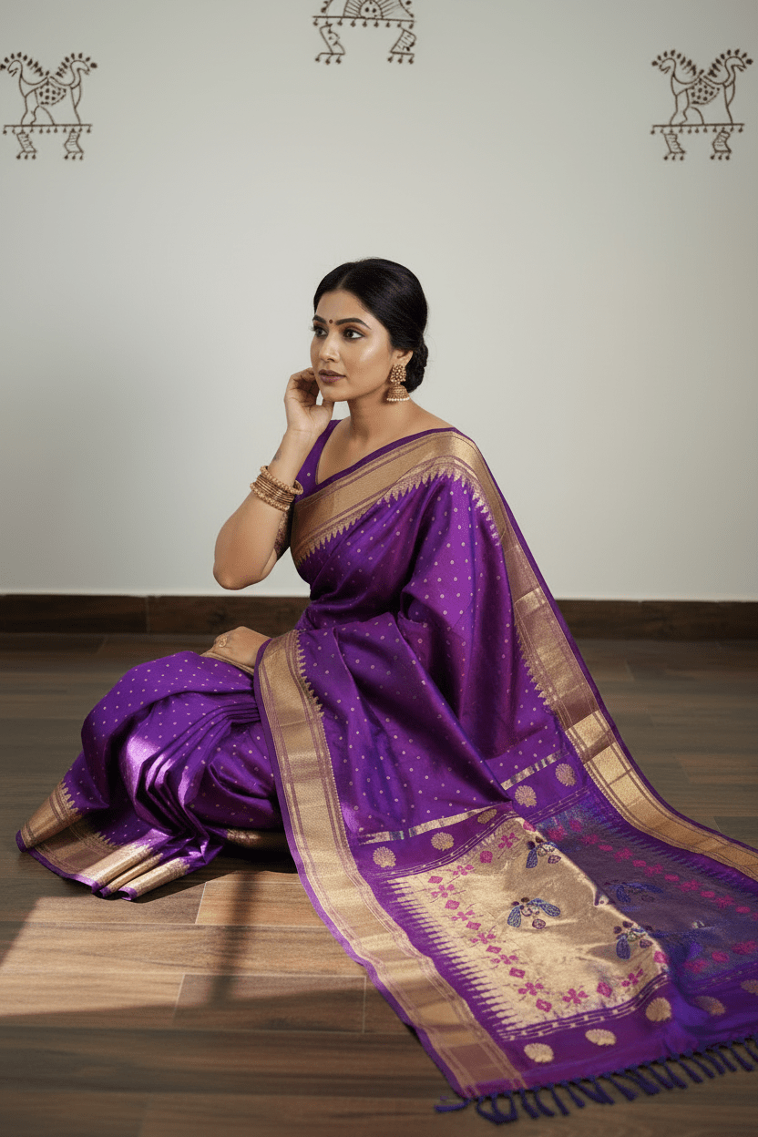 Purple Paithani