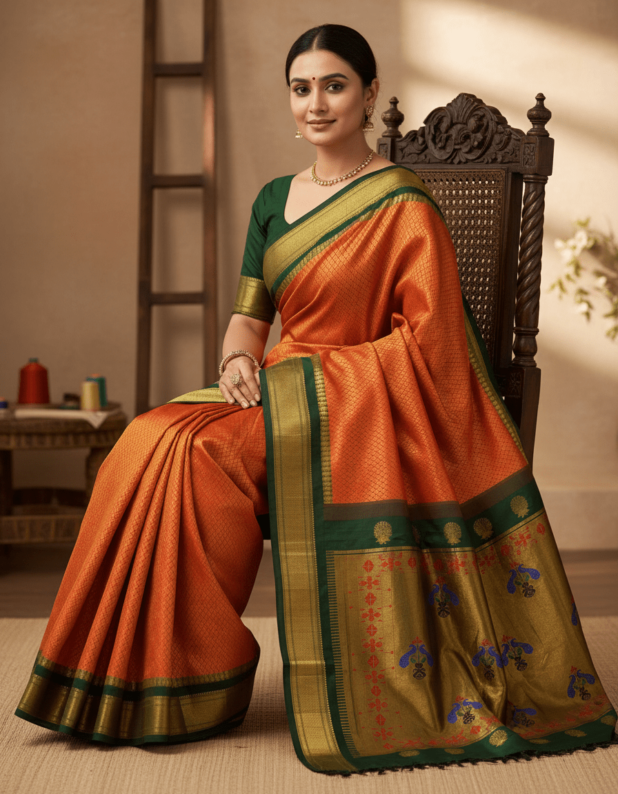 Red Brocade Paithani